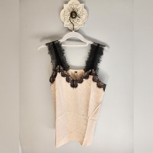 OUGES Women's Sexy V Neck Lace Cami Casual Sleeveless Tank Tops